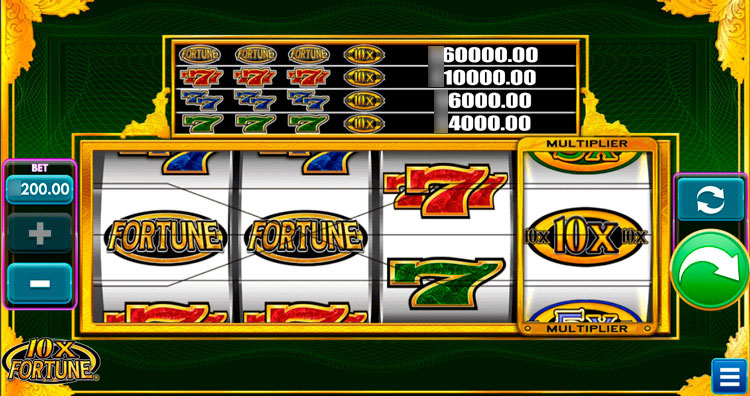 Игровое поле слота 10x Fortune с классическими символами