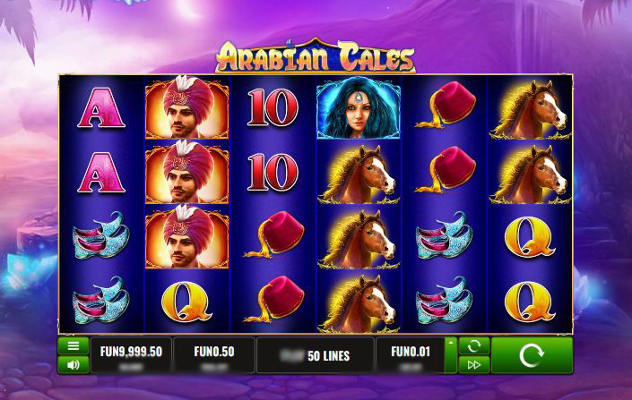 Интерфейс слота Арабские сказки на фоне ночного восточного города