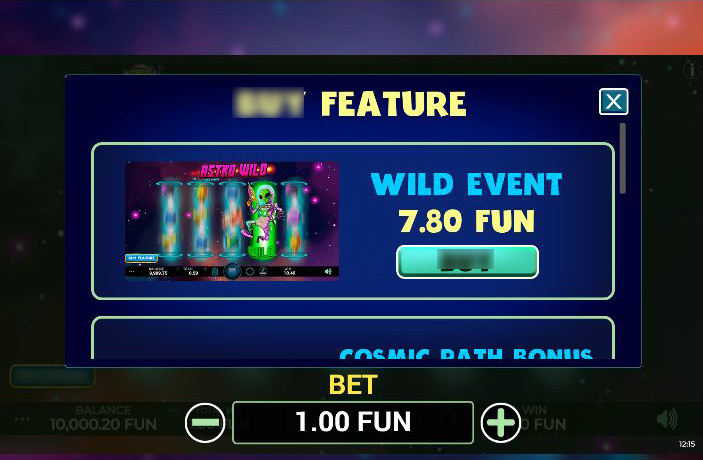 Бонусный раунд фриспинов в слоте Astro Wild