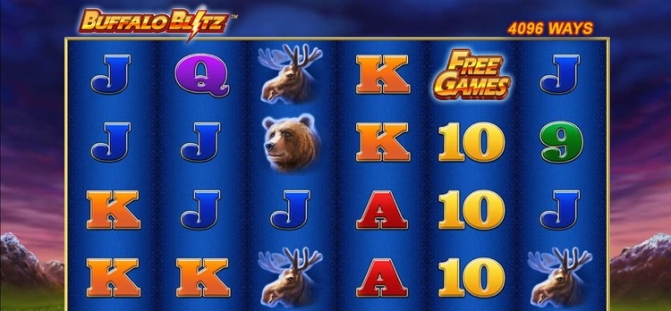 Слот Buffalo Blitz на фоне прерий с бизонами и барабанами 6x4