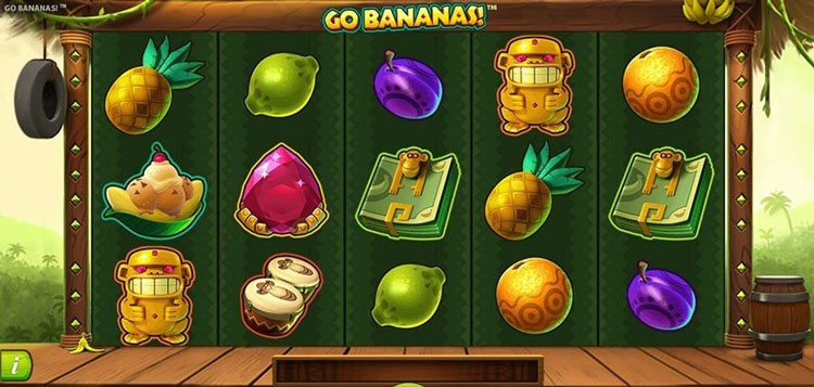 Игровое поле слота Go Bananas в джунглях