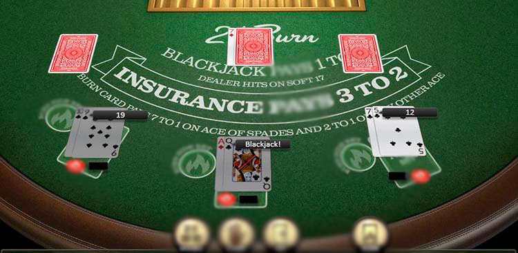 Игровой стол 21 Burn Blackjack с подсказками по кнопкам Hit Stand Double Split Burn