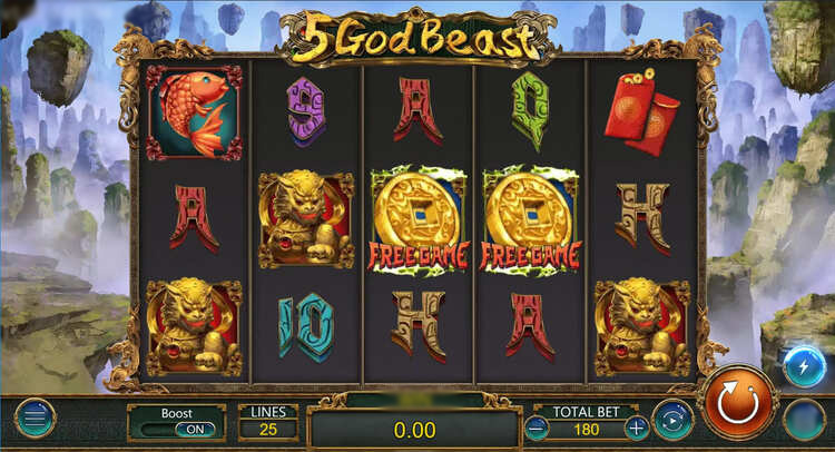 Игровой автомат 5 God Beasts — барабаны с восточными символами