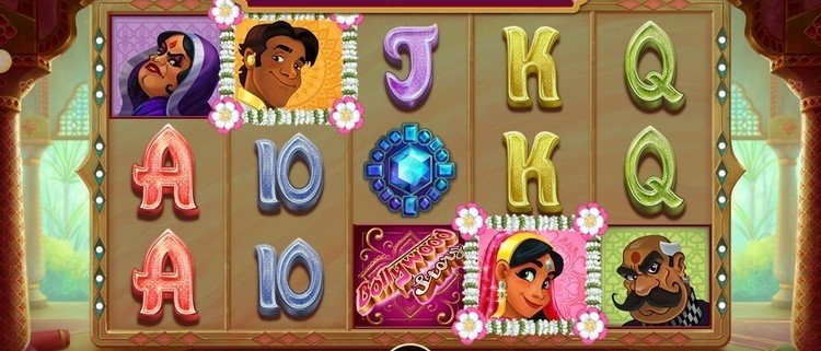 Скриншот интерфейса слота Bollywood Story на фоне индийского рынка