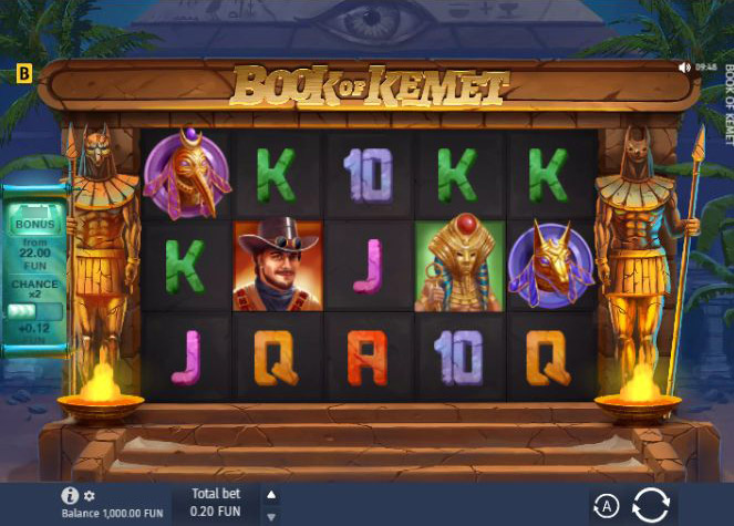 Игровое поле слота Book of Kemet с символами Древнего Египта