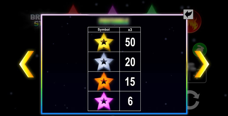 Символы слота Bright Star — семь разноцветных звезд и радужный вайлд на центральном барабане