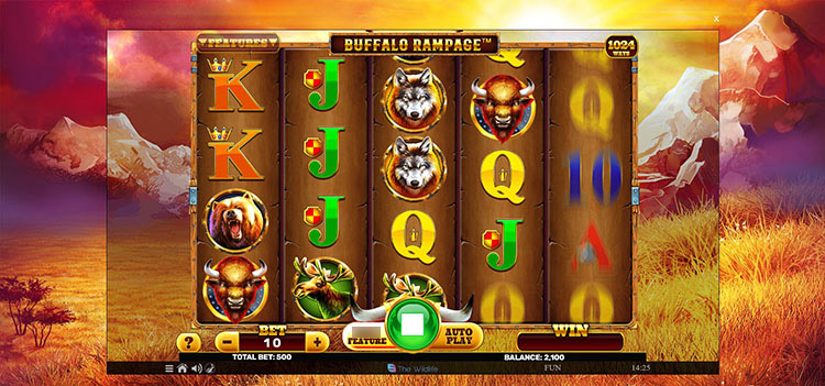 Игровой автомат Buffalo Rampage с видом на прерию