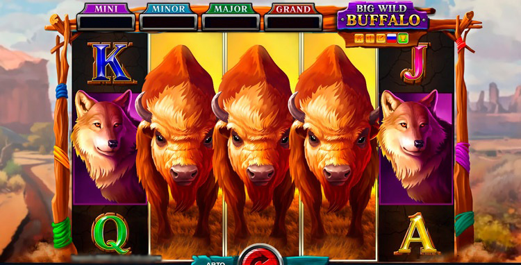 Игровой автомат Big Buffalo от Skywind с буйволами и прериями на экране ноутбука