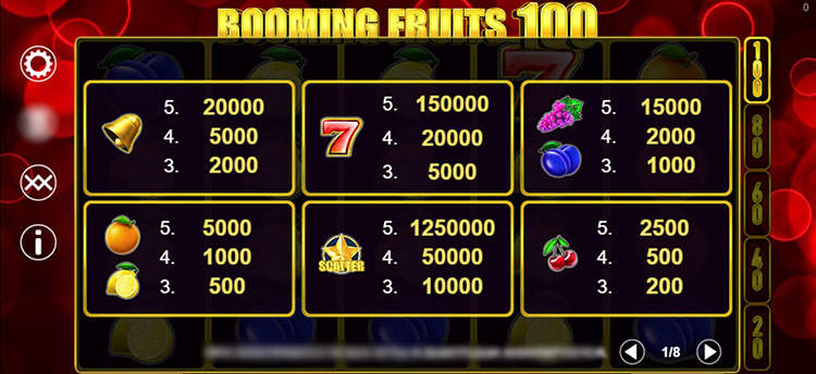 Символ Scatter в слоте Booming Fruits 100, запускающий раунд бесплатных вращений