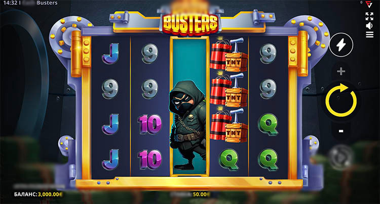 Игровое поле слота Cash Busters с тремя барабанами