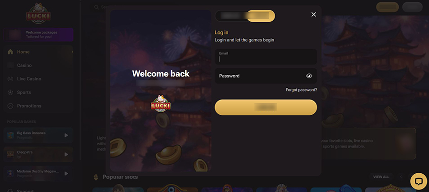 Форма регистрации на сайте Lukkly Casino