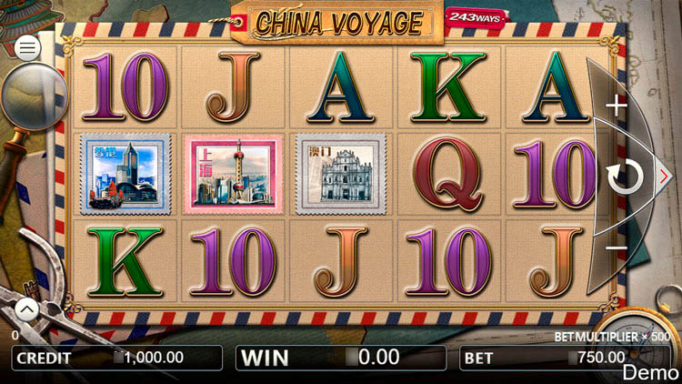 Главный экран слота China Voyage с барабанами и восточными символами