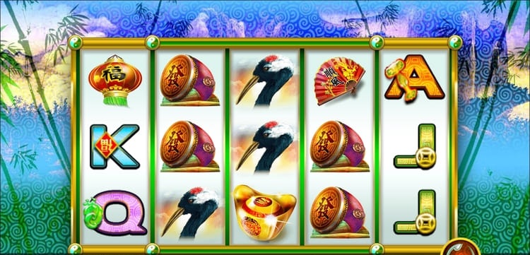Главный экран игрового автомата Double Fortunes — золотые драконы, лотосы и азиатские символы удачи