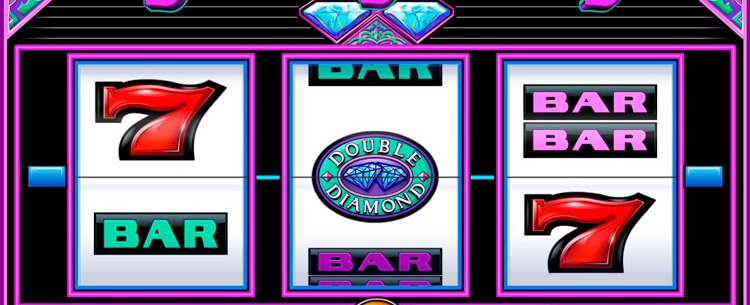Скриншот игрового автомата Double Diamond с тремя барабанами и центральной линией выплат