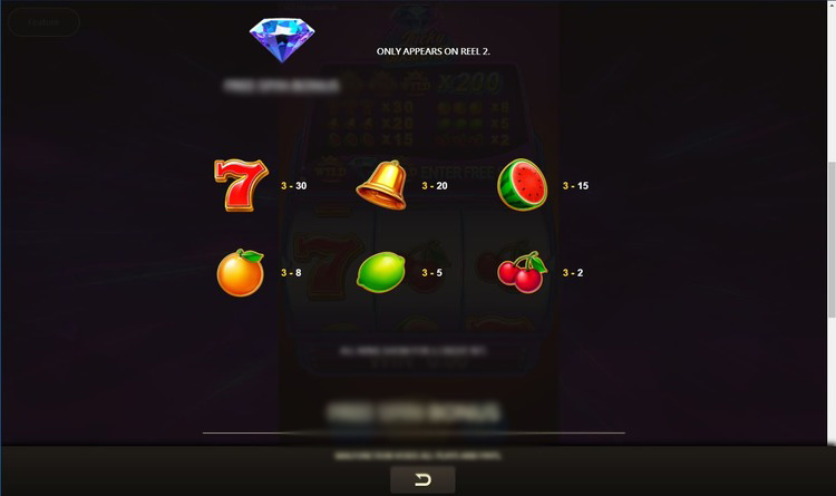 Интерфейс игрового автомата Lucky Diamond с тремя барабанами и алмазными символами