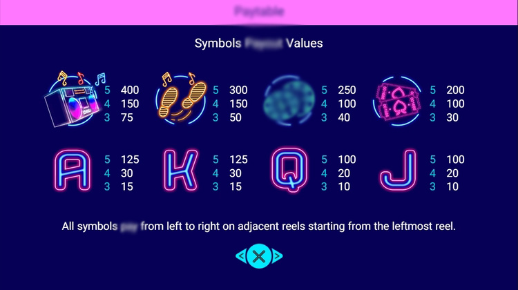 Игровое поле Dancing Fever с неоновыми символами, Wild и Scatter на барабанах