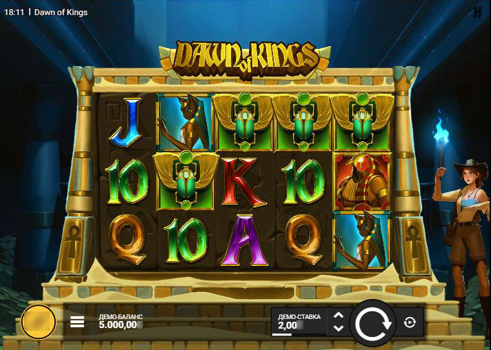 Игровое поле слота Dawn of Kings с египетской тематикой