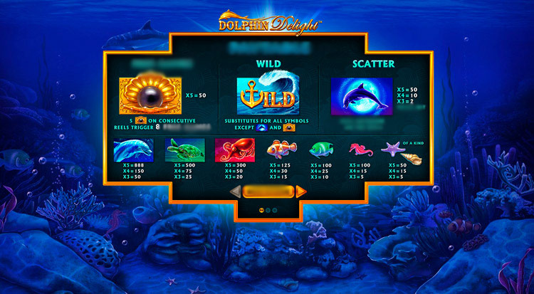 Символы слота Dolphin Delight — морские обитатели, Wild, Scatter и Bonus