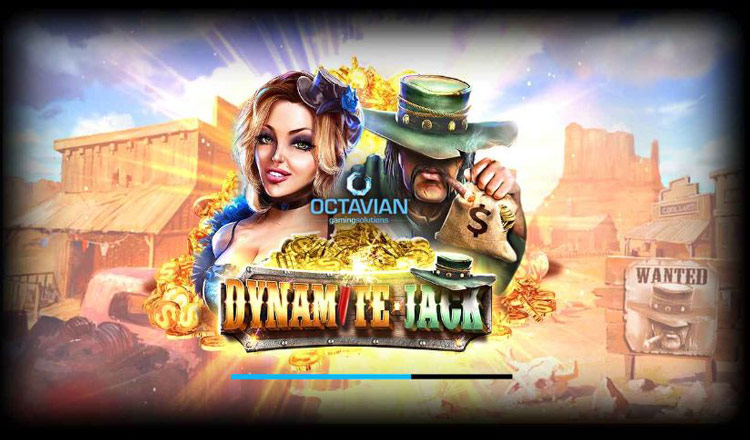 игровое поле Dynamite Jack с кладоискателем, динамитом, сокровищами и символами бонусной игры