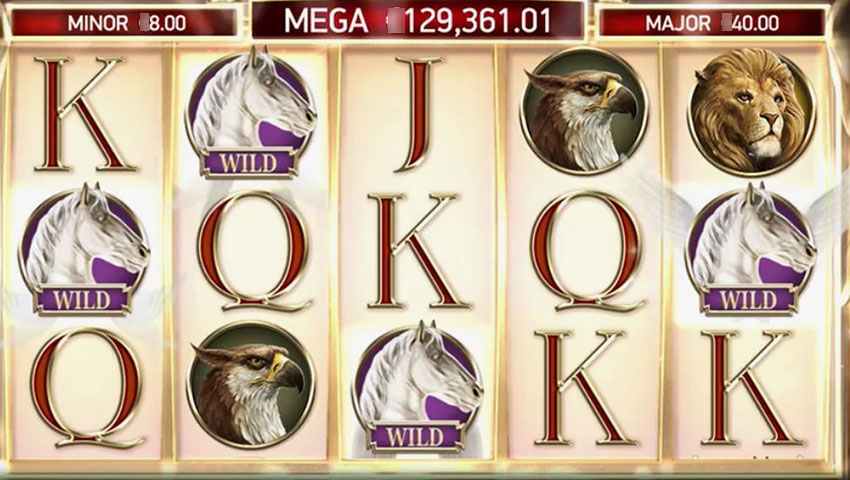 Стартовый экран Divine Fortune со статуями древнегреческих богов на фоне