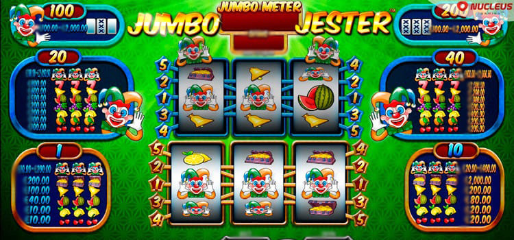Интерфейс игрового автомата Jumbo Jester с тремя барабанами и шутом