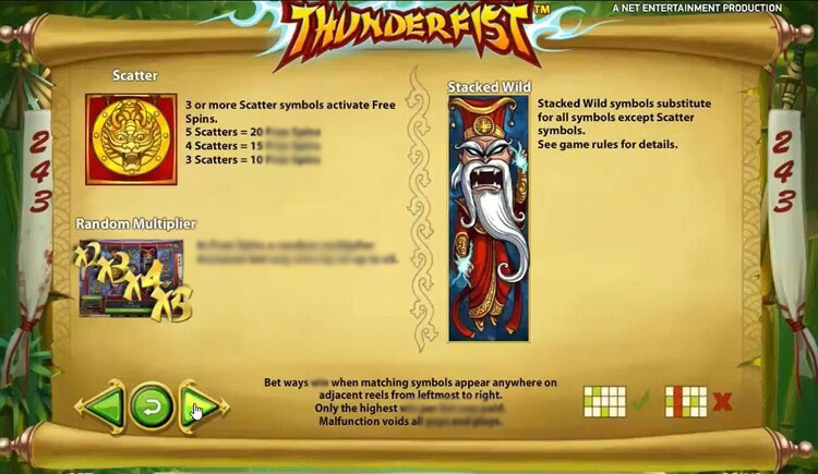Графическое оформление слота Thunderfist с боевой ареной и символами
