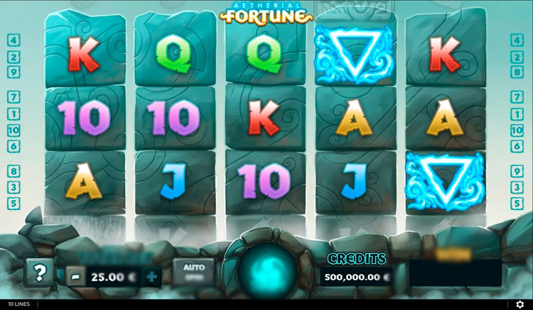 Игровое поле слота Aetherial Fortune с магическими символами