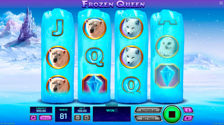 Игровой автомат Frozen Queen на фоне зимнего пейзажа