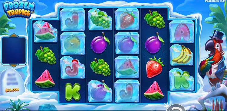 Игровое поле Frozen Tropics с замороженными символами