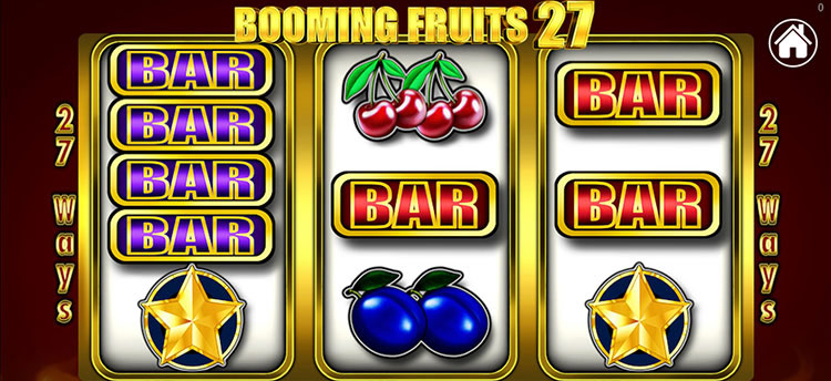 Классический слот Booming Fruits 27 с фруктами, семерками, золотой звездой и барабанами 3x3 на 27 линий