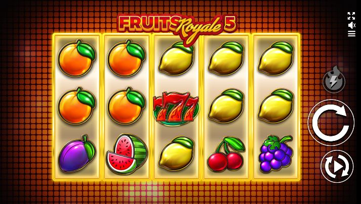 Игровое поле слота Fruits Royale 5 с выпавшей выигрышной комбинацией