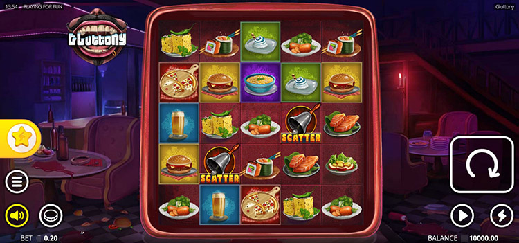 Игровое поле слота Gluttony с красочными символами