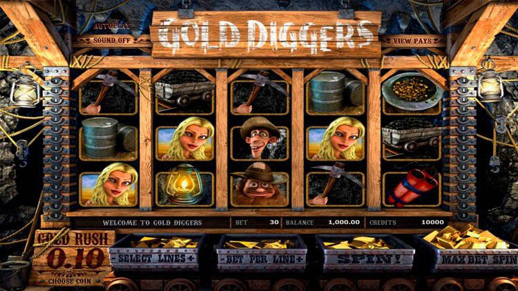 Игровой автомат Gold Diggers интерфейс