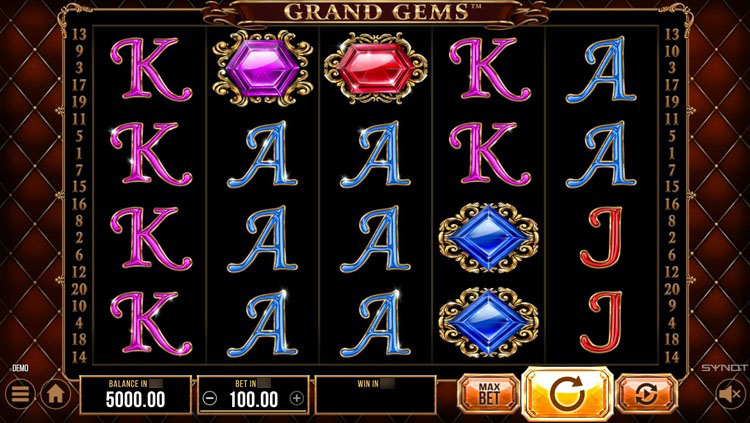 Игровое поле слота Grand Gems с драгоценными камнями