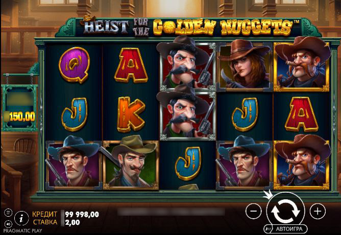 Игровое поле Heist for the Golden Nuggets — 5×3 и атмосфера вестерна