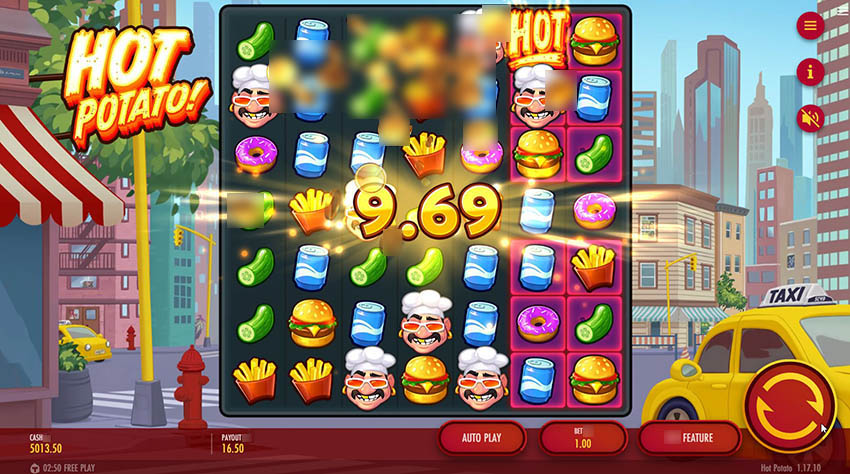 Игровое поле Hot Potato во время выигрыш