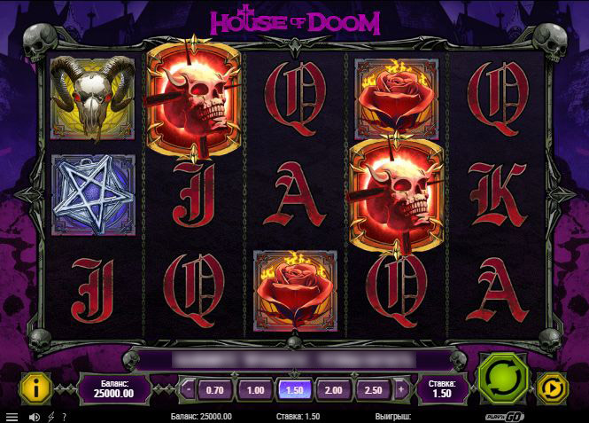 Игровое поле слота House of Doom с мрачной атмосферой