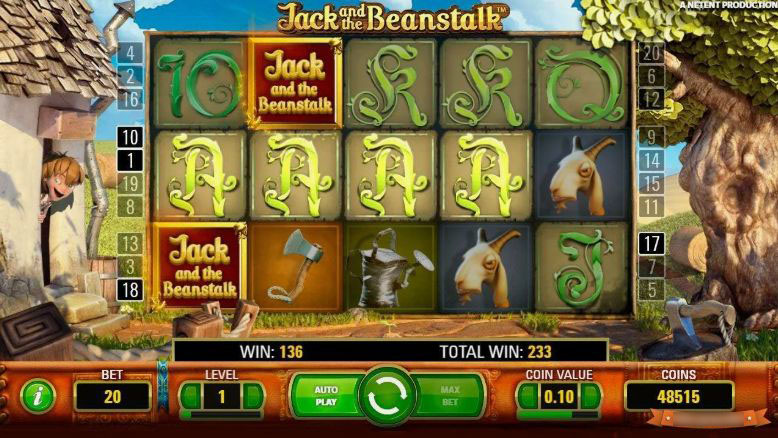 Игровой автомат Jack and the Beanstalk — главный экран