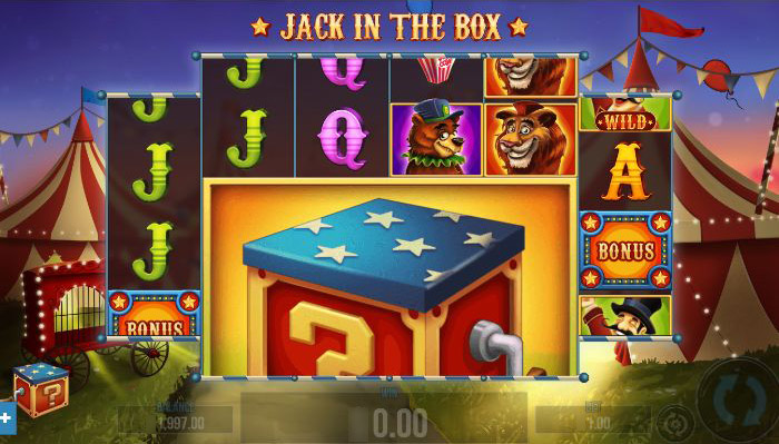 Игровое поле слота Jack in the Box с барабанами и символами