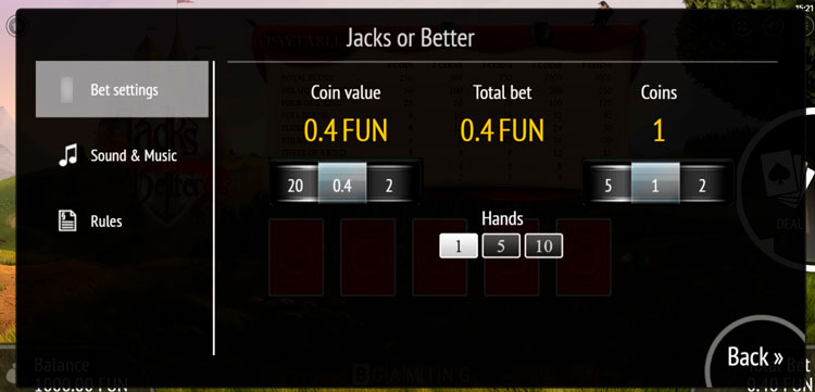 Таблица выплат видеопокера с комбинациями