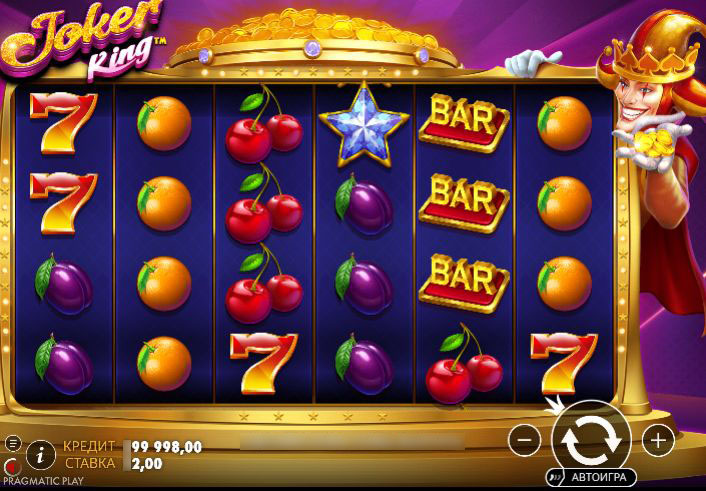 Символы фрукты, семерки и Джокер в слоте Joker King