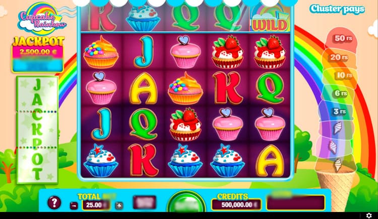Таблица выплат слота Cupcake Rainbow с коэффициентами для всех символов