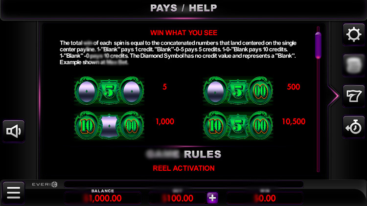 Игровое поле слота Cash Machine с тремя барабанами и одной выигрышной линией