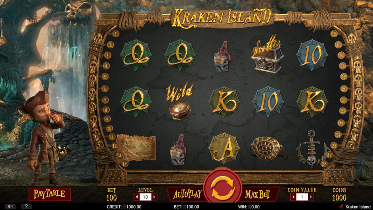 Интерфейс слота Kraken Island c морским фоном