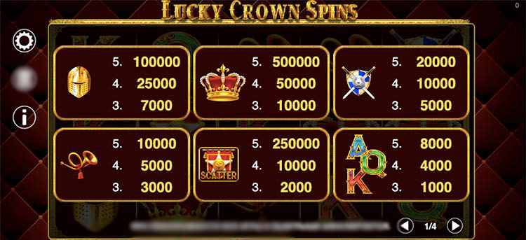 Игровое поле Lucky Crown Spins с короной, шлемами, монетами и барабанами 5x3 во время обычной сессии