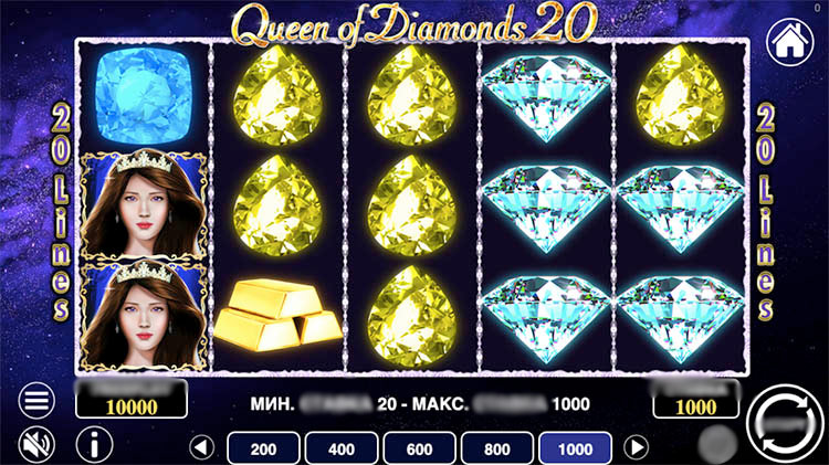 Игровое поле Queen of Diamonds 20 с королевскими портретами и сверкающими драгоценностями