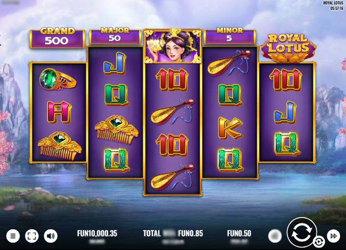 Игровое поле автомата Royal Lotus с барабанами и символами