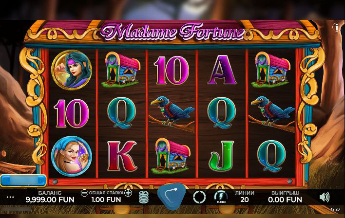 Интерфейс слота Madame Fortune с ночным лесом на заднем плане