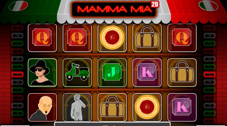 Игровое поле слота Mamma Mia с итальянскими символами