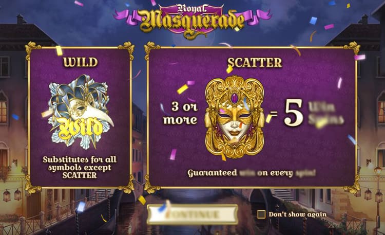 Экран крупного выигрыша в слоте Royal Masquerade
